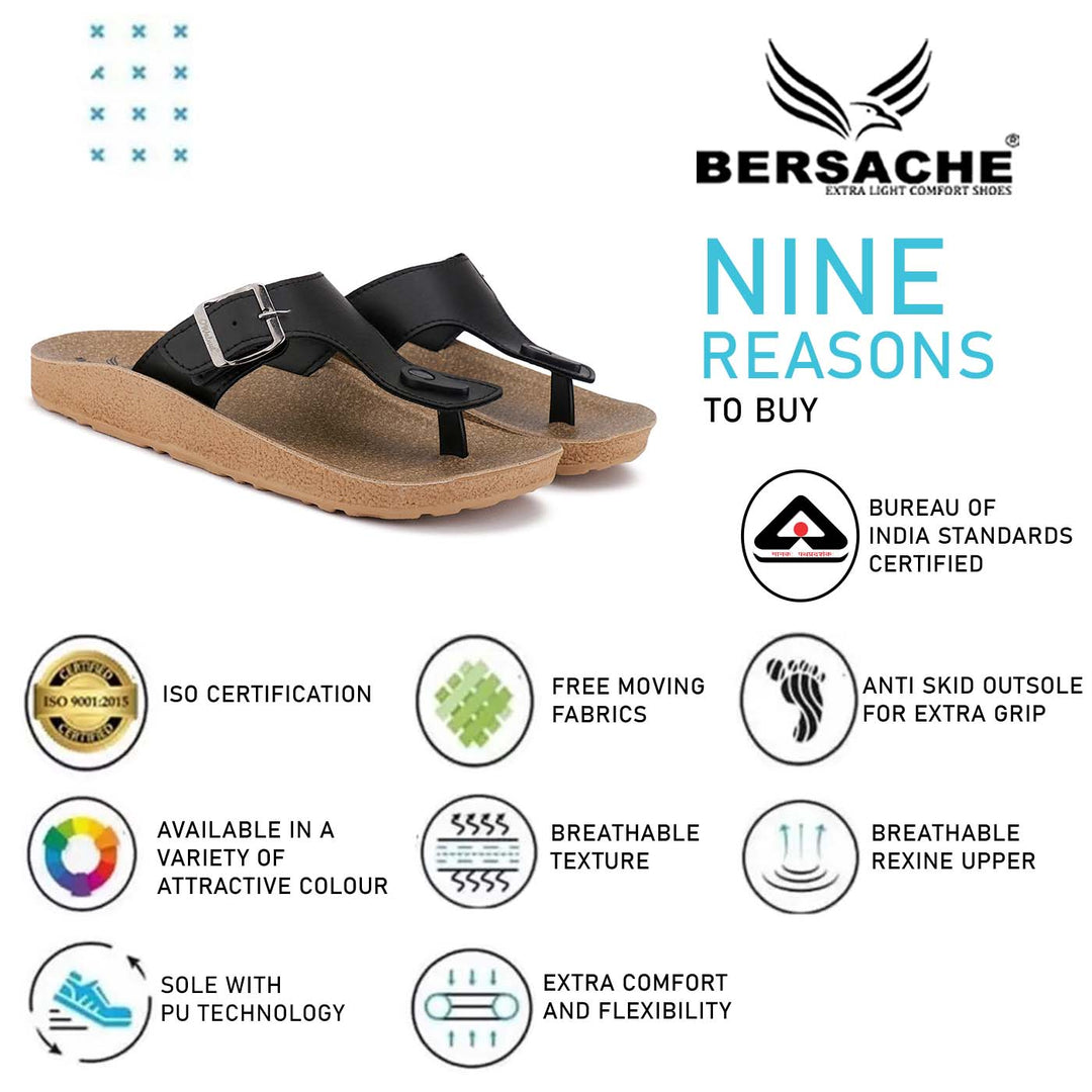 Bersache Extra Soft Classic Casual with  Regular wear with Ultra Soft & Flexibility Technology Flip-Flop for Men's & Boy's (6209-Black)