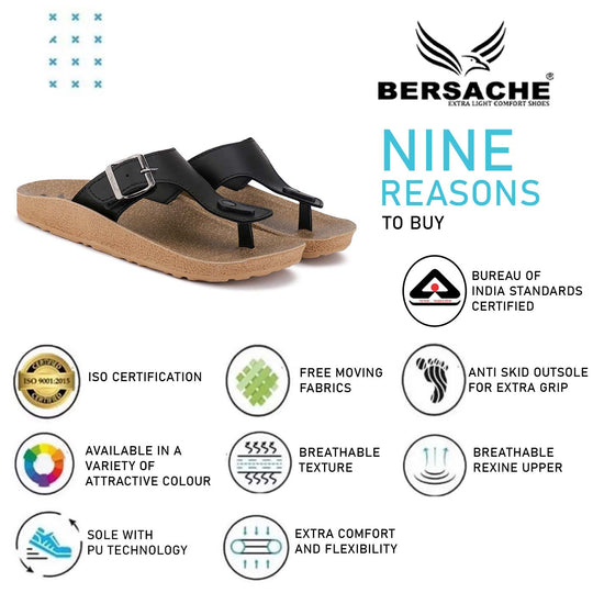Bersache Extra Soft Classic Casual with  Regular wear with Ultra Soft & Flexibility Technology Flip-Flop for Men's & Boy's (6209-Black)