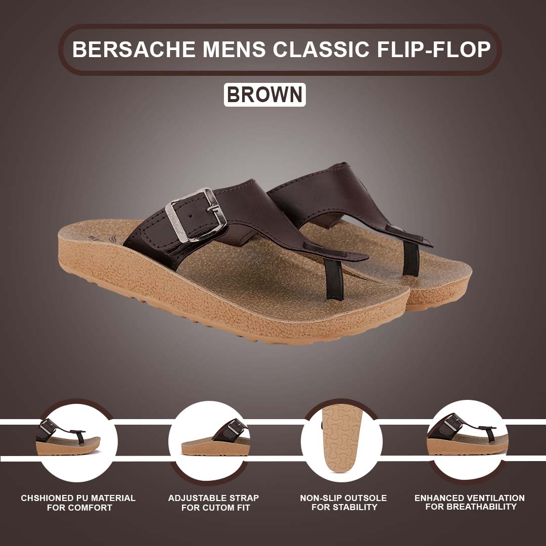 Bersache Extra Soft Classic Casual with  Regular wear with Ultra Soft & Flexibility Technology Flip-Flop for Men's & Boy's (6211-Brown)