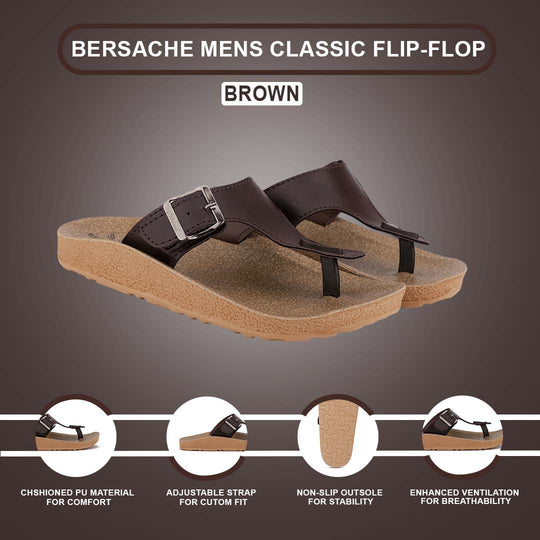 Bersache Extra Soft Classic Casual with  Regular wear with Ultra Soft & Flexibility Technology Flip-Flop for Men's & Boy's (6211-Brown)