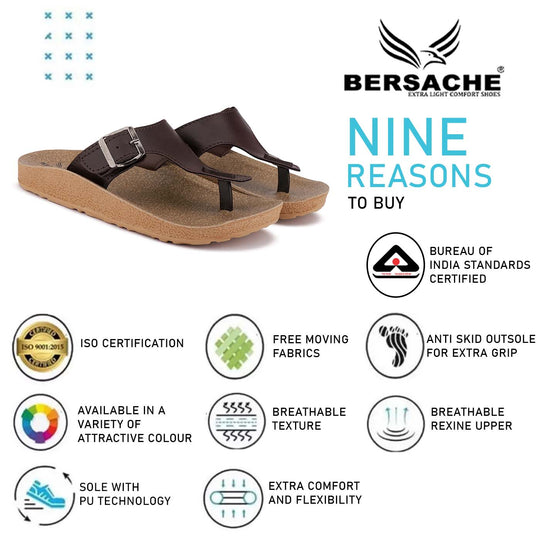 Bersache Extra Soft Classic Casual with  Regular wear with Ultra Soft & Flexibility Technology Flip-Flop for Men's & Boy's (6211-Brown)
