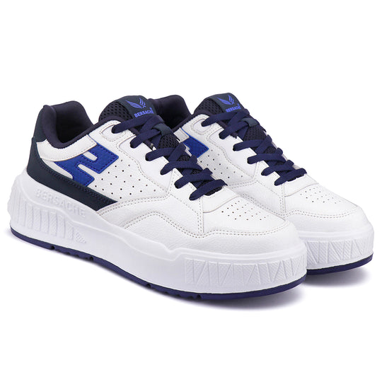 Bersache Lightweight Sports Running Shoes For Men Light (White & Blue-8049)