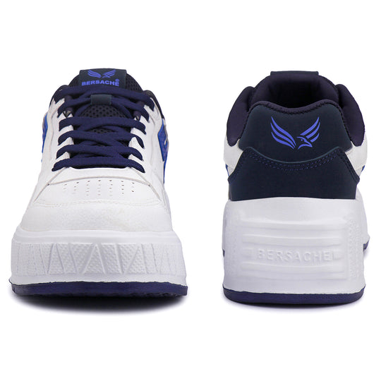 Bersache Lightweight Sports Running Shoes For Men Light (White & Blue-8049)