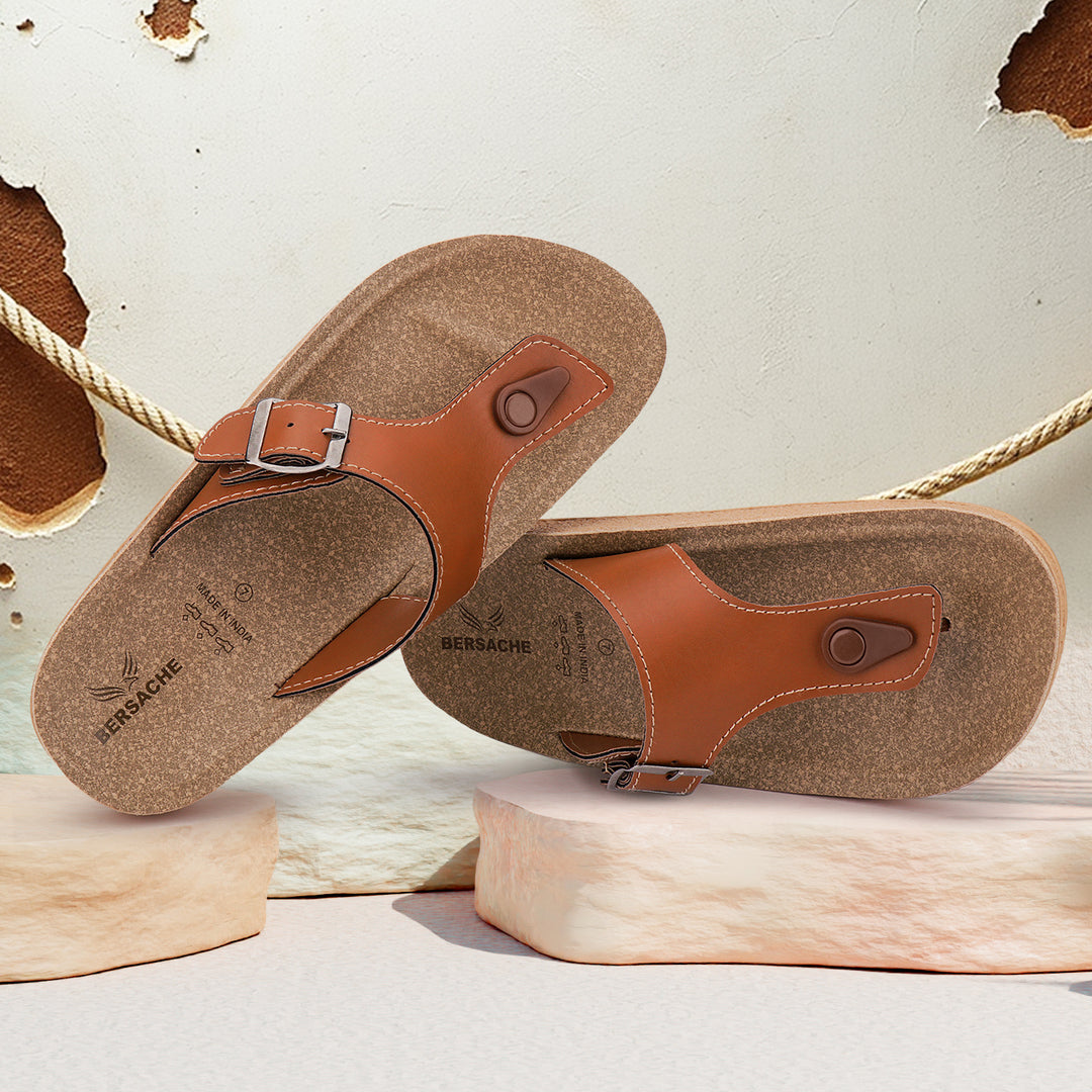 Bersache Extra Soft Classic Casual with  Regular wear with Ultra Soft & Flexibility Technology Flip-Flop for Men's & Boy's (6210-Tan)