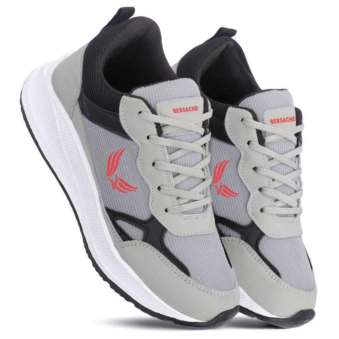 Bersache Premium Sports ,walking,Gym,cricket, Trending  Running Shoes For Men's (Gray-8124)