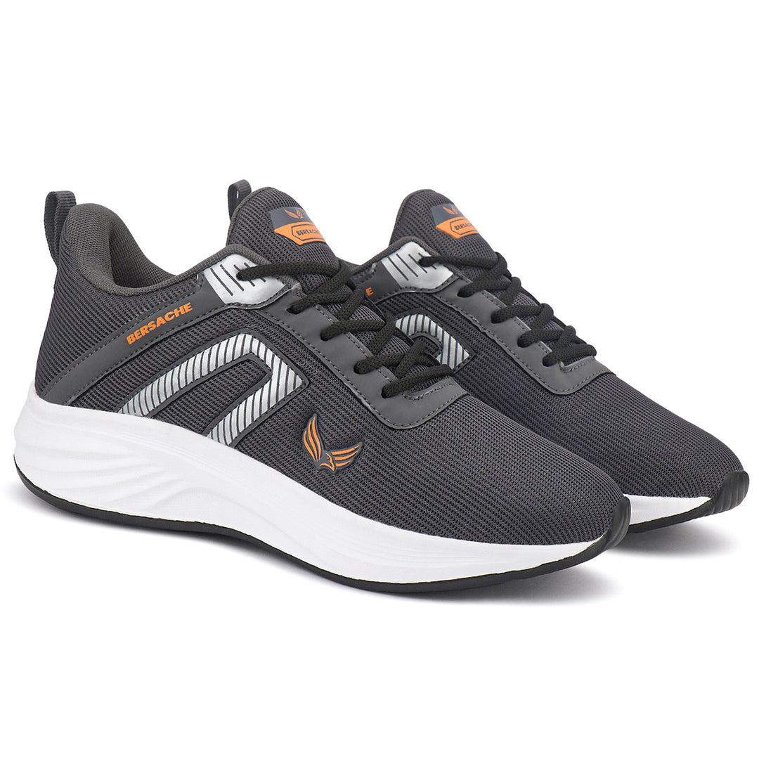 Bersache Lightweight Casual Sneaker Shoes For Men Grey-8080