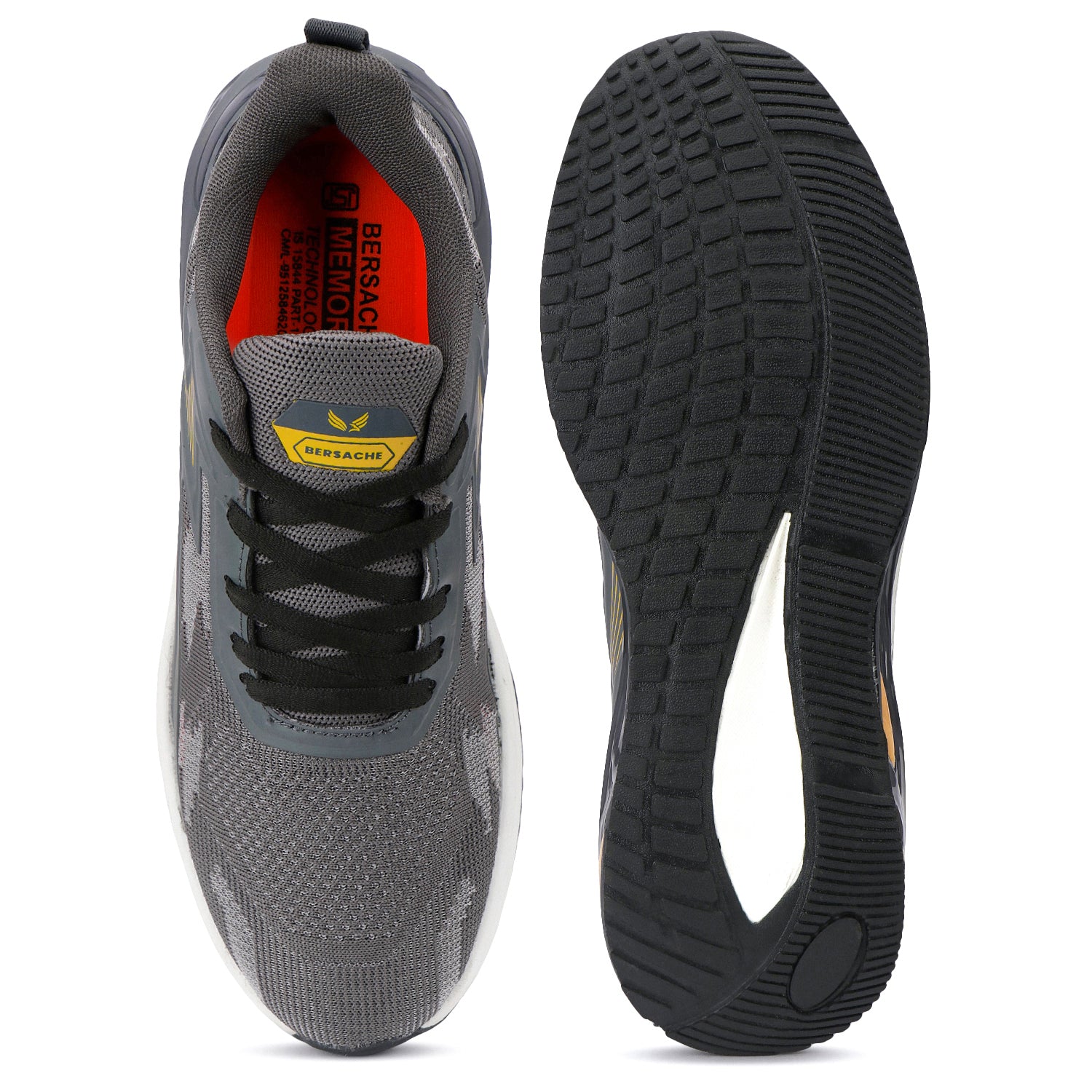 Bersache Casual Sneaker shoe for Men| Soft Cushioned Insole , Slip-Resistance Casuals For Men (Grey-9217).