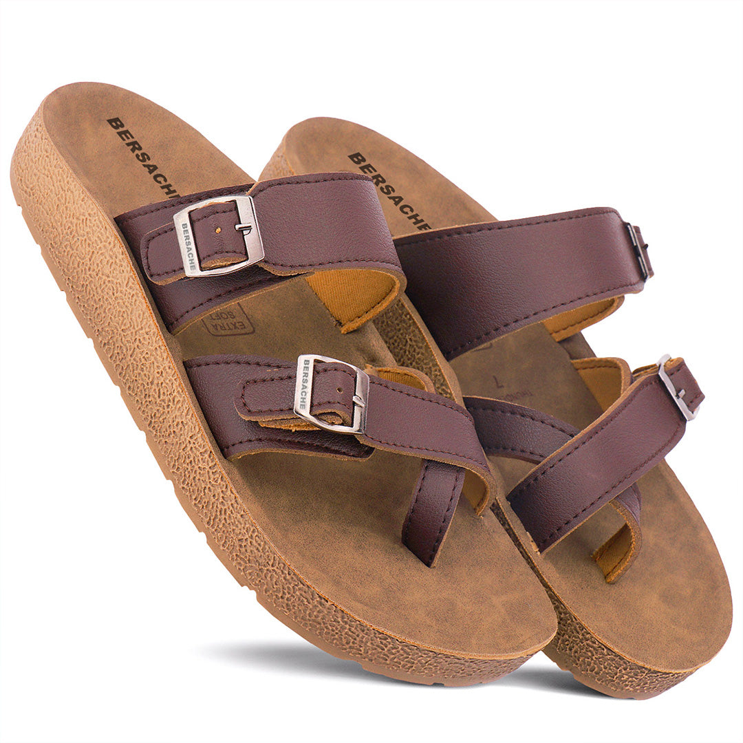 Bersache Extra Soft Classic Casual with Back Strap Regular wear with Ultra Soft & Flexibility Technology Flip-Flop for Men's/ Boy's-(Brown-6224)