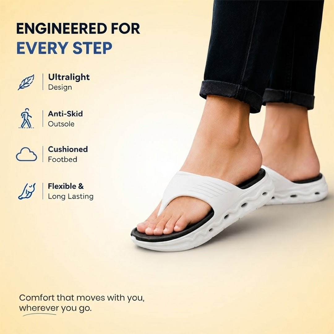 Bersache Extra Soft Classic Casual CHAPPAL with  Regular wear with Ultra Soft & Flexibility Technology  Slippers for Men's-(6342-White & Black)