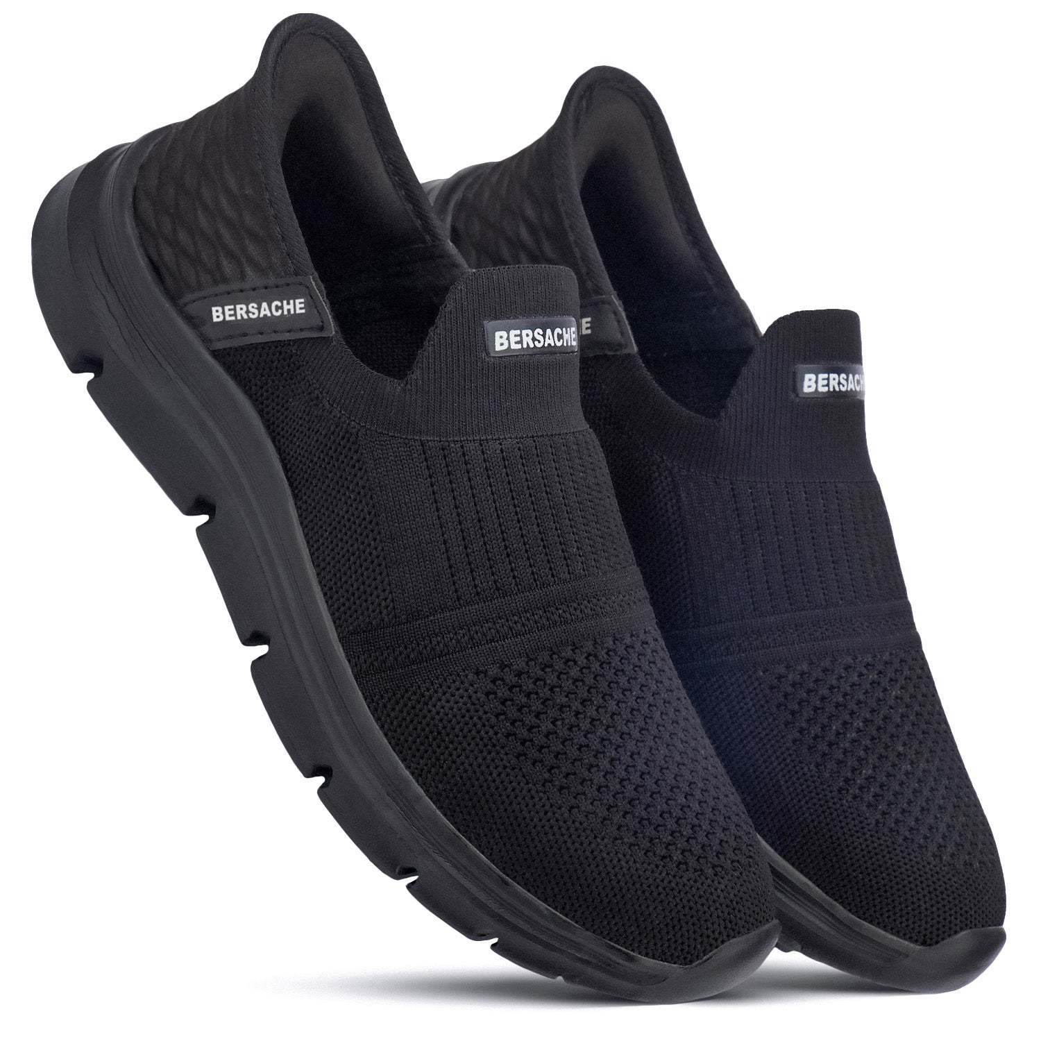 Bersache Lightweight Casual Sneaker Shoes For Men Black-8077