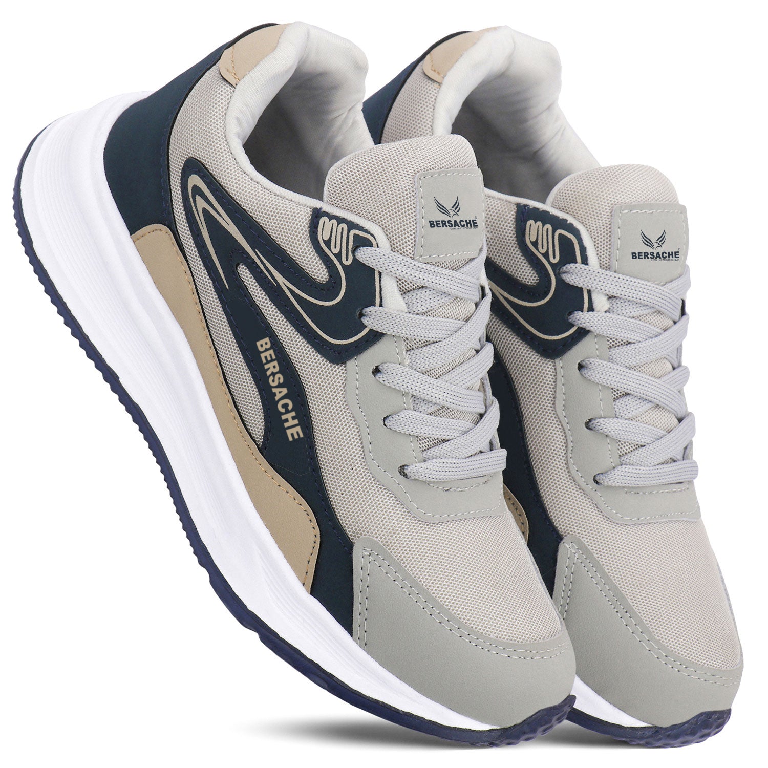 Bersache Casual Sneaker shoe for Men| Soft Cushioned Insole , Slip-Resistance Casuals For Men (Blue-beige-8136)
