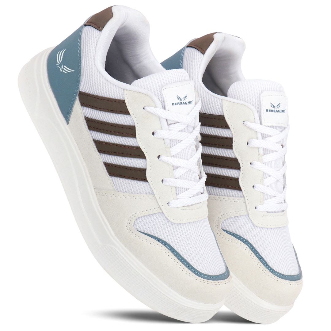 Bersache Casual Sneaker shoe for Men| Soft Cushioned Insole , Slip-Resistance Casuals For Men (White-8135)