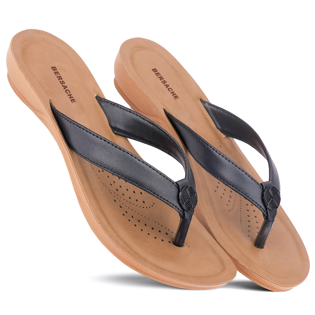 Bersache Extra Soft Classic Casual with  Regular wear with Ultra Soft & Flexibility Technology Slipper For Women's & Girl's-Black-6229