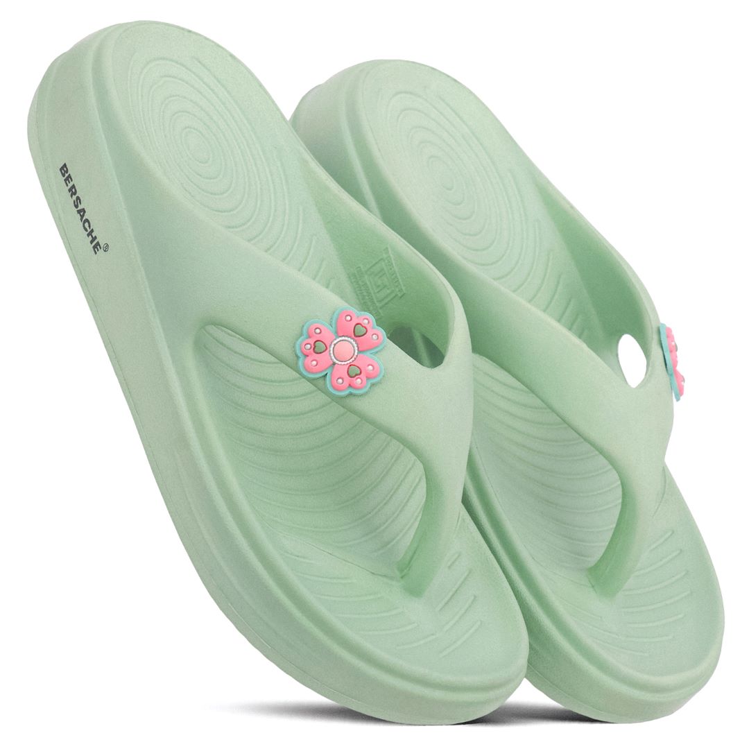 Bersache Extra Soft Classic Casual  with Regular wear with Ultra Soft & Flexibility Technology Sandals for Women's-(6297-Green).