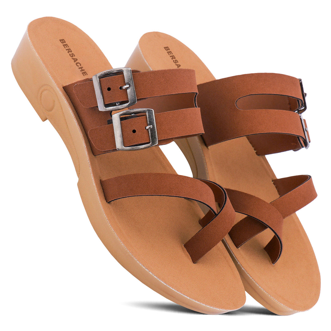 Bersache Extra Soft Classic Casual with  Regular wear with Ultra Soft & Flexibility Technology Sandal's For Women's & Girl's-(6238-Brown)