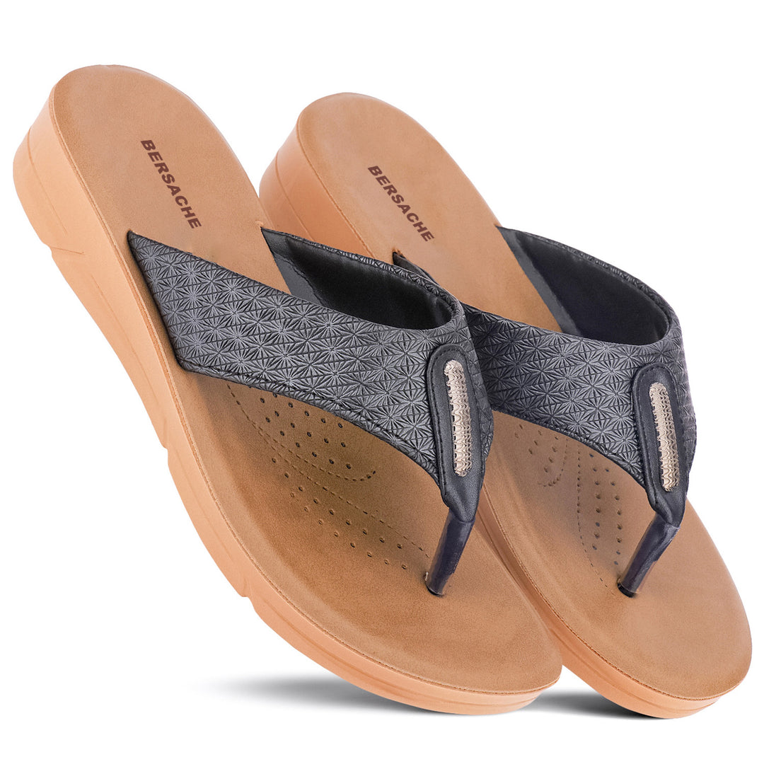 Bersache Extra Soft Classic Casual with  Regular wear with Ultra Soft & Flexibility Technology Slipper For Women's & Girl's-Black-6230