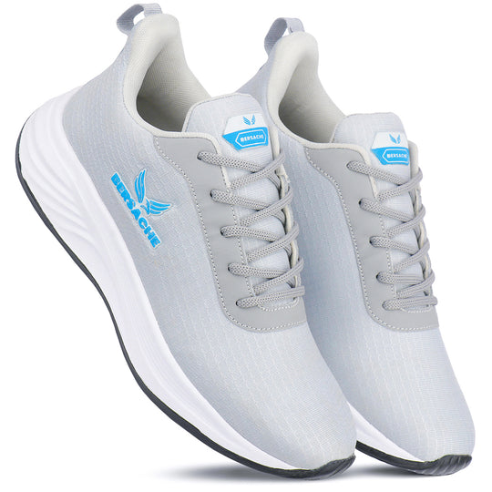 Bersache Lightweight Casual Sneaker Shoes For Men Light Grey-8068