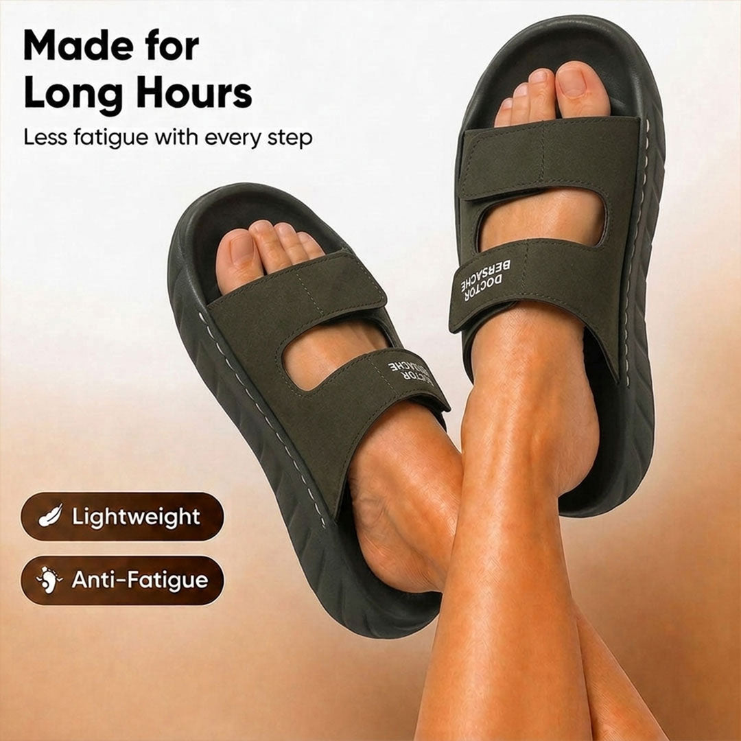Doctor Bersache Newly Launched Orthopedic Comfort slider for Men | Diabetic Friendly | Extra Cushioning | Arch Support | Pain | Olive Green-DS129