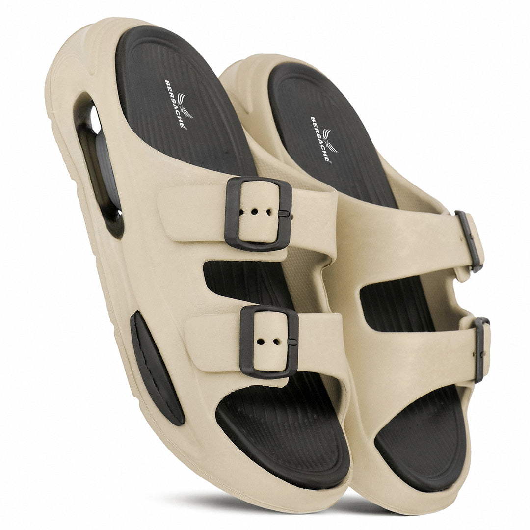 Bersache Extra Soft Classic Casual CHAPPAL with  Regular wear with Ultra Soft & Flexibility Technology  Slippers for Men's-(6346-Beige & Black)