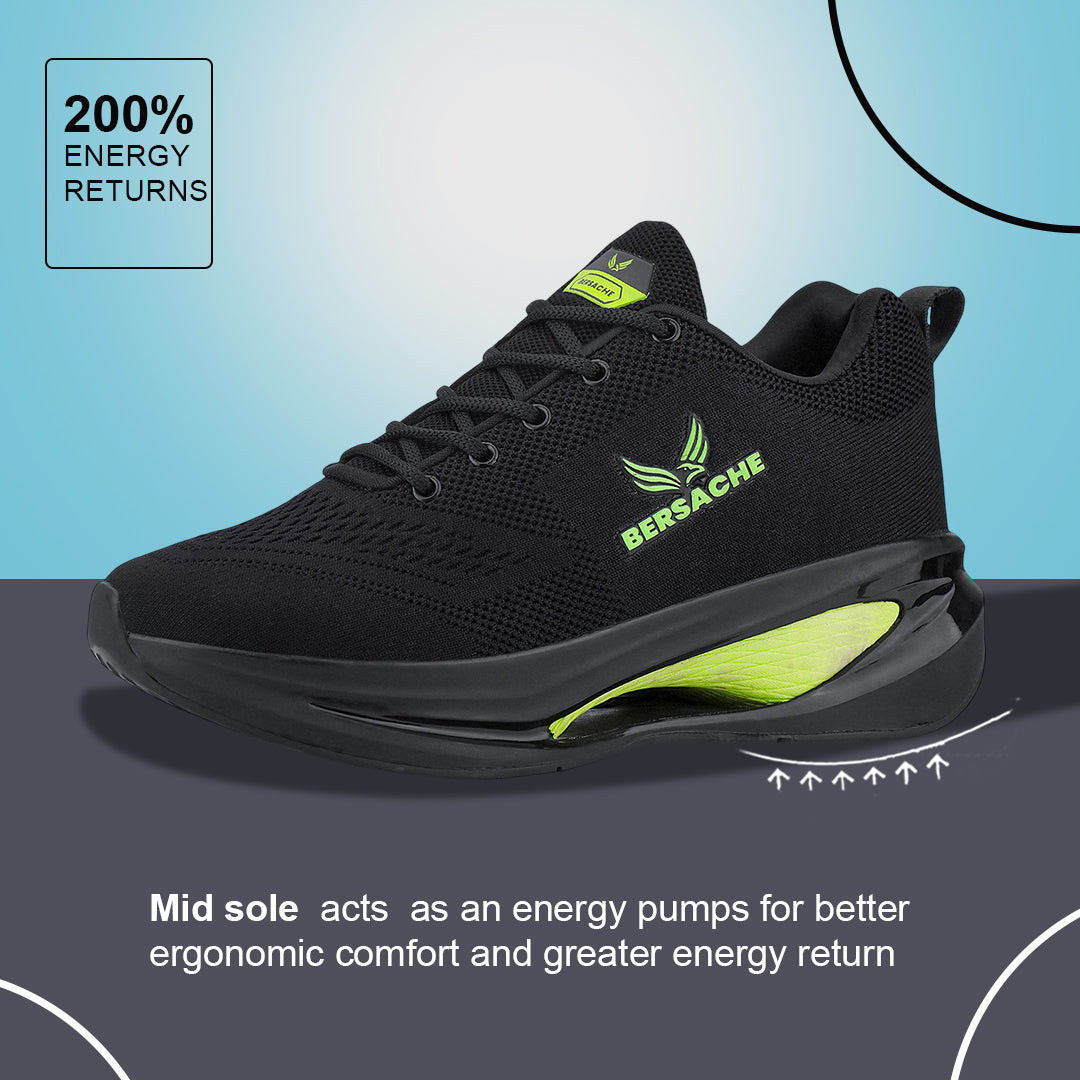 Bersache Premium Sports , Walking,Gym, Cricket, Trending  Running Shoes For Men's (Green-9228)
