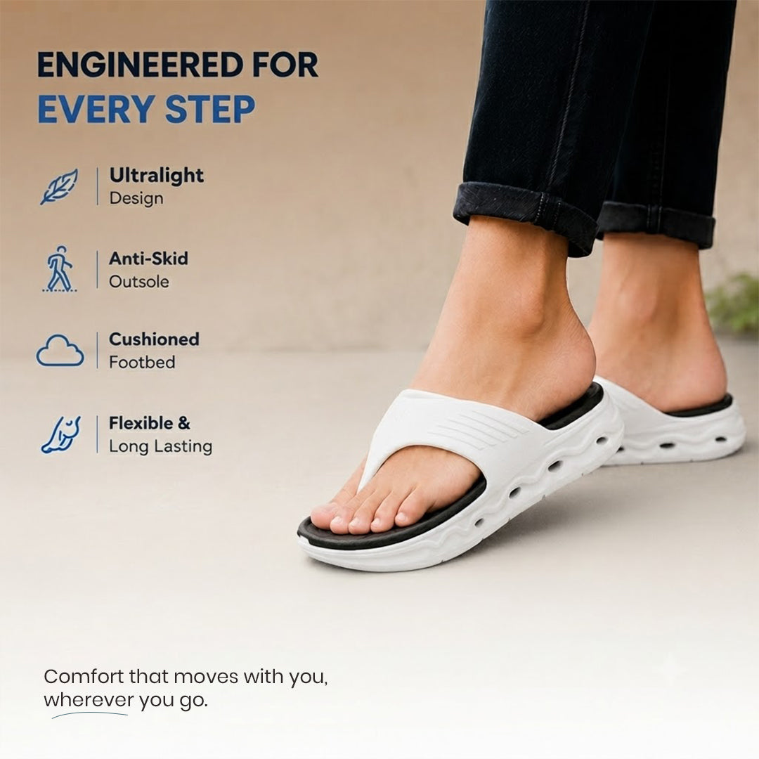 Bersache Extra Soft Classic Casual  with  Regular wear with Ultra Soft & Flexibility Technology Flip-Flop for Men's-(6342- White & Black)