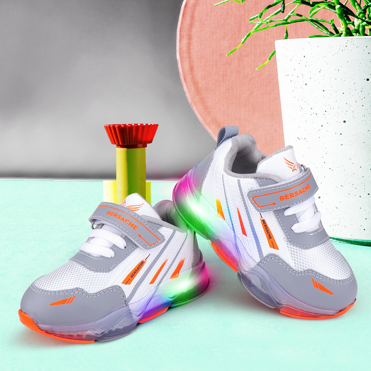Bersache Casual Sneaker shoe for Kids|Soft Cushioned Insole,Slip-Resistance Casuals For Kids - Orange -8038.