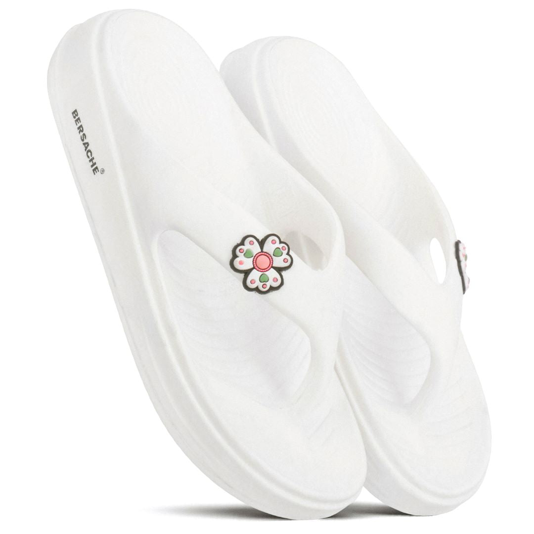 Bersache Extra Soft Classic Casual  with  Regular wear with Ultra Soft & Flexibility Technology Flip-Flop for Women's-(6298-White).