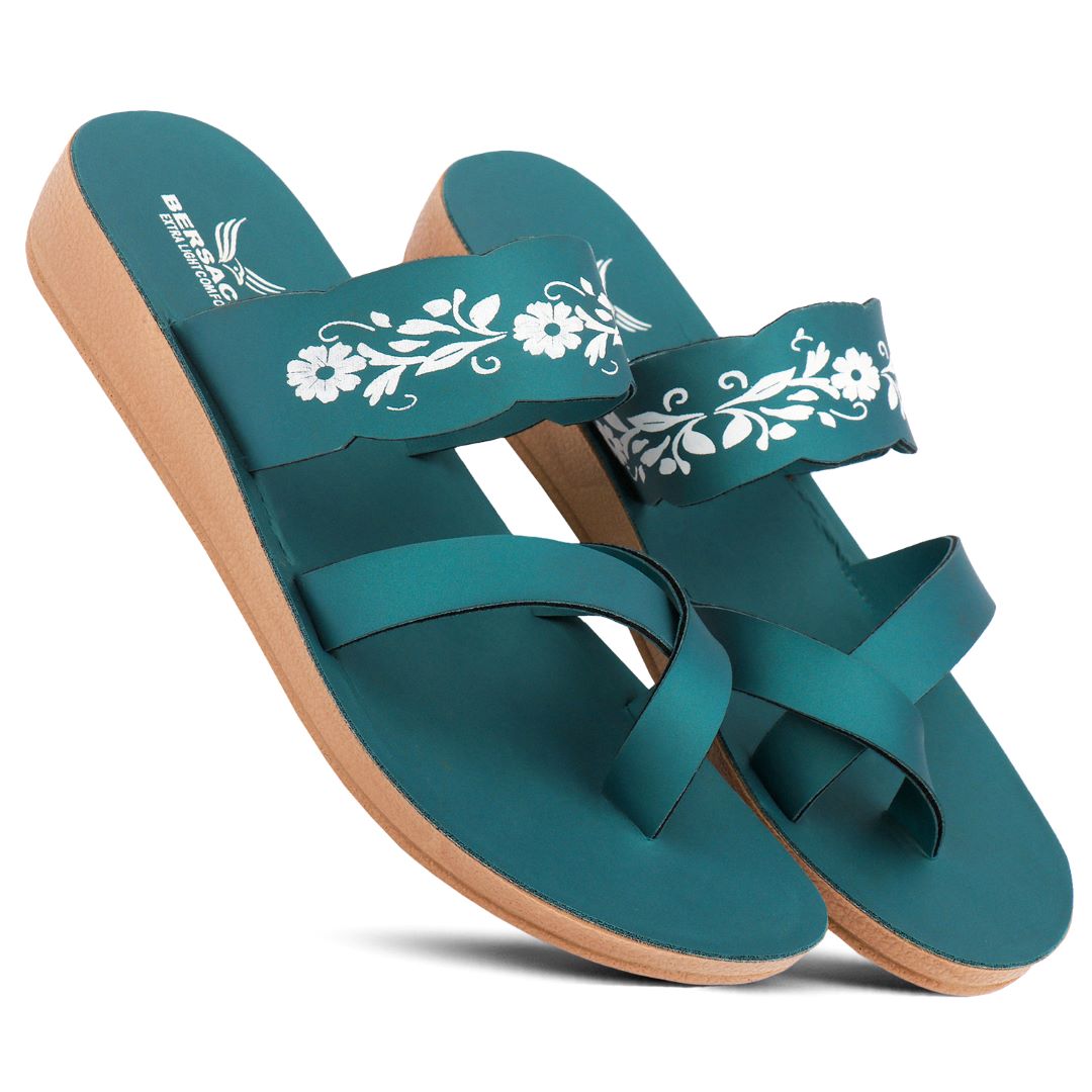 Bersache Extra Soft Classic Casual with  Regular wear with Ultra Soft & Flexibility Technology Flip-Flop for Women's & Girl's (6243-Green)
