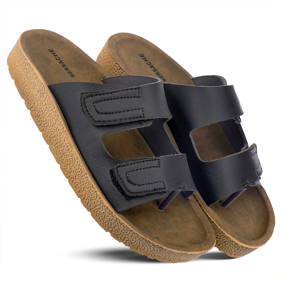 Bersache Extra Soft Classic Casual with Back Strap Regular wear with Ultra Soft & Flexibility Technology Flip-Flop for Men's/ Boy's-(Black-6222)