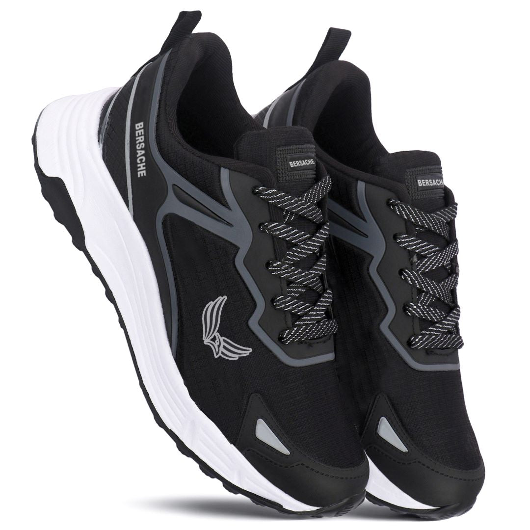 Bersache Premium Sports ,walking,Gym,cricket, Trending  Running Shoes For Men's (Black-Gray-8123)