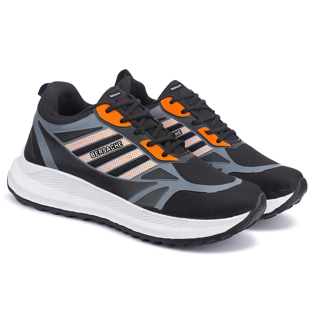 Bersache Lightweight Casual Sneaker Shoes For Men Black-8073