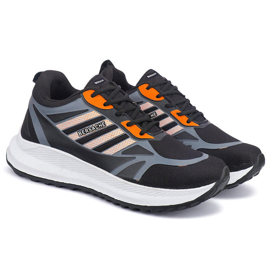 Bersache Lightweight Casual Sneaker Shoes For Men Black-8073