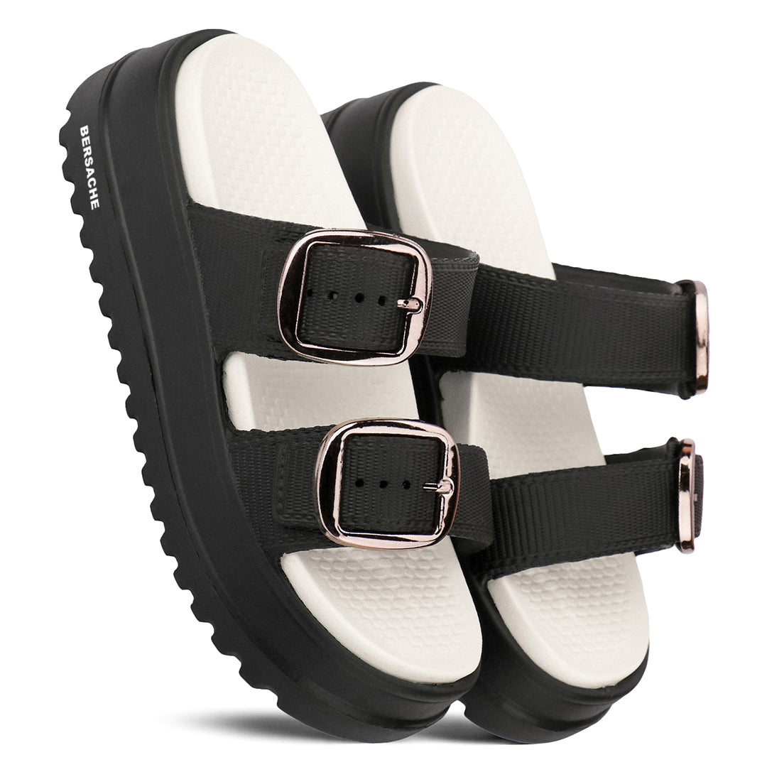 Bersache Extra Soft Classic Casual CHAPPAL with  Regular wear with Ultra Soft & Flexibility Technology  Slippers for Women's-(6362-Black).