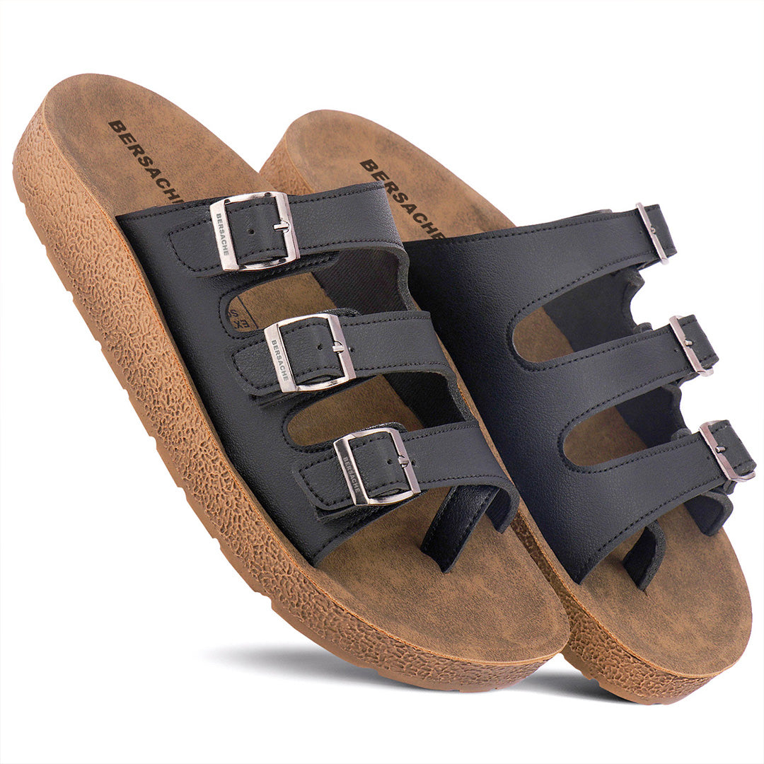 Bersache Extra Soft Classic Casual with Back Strap Regular wear with Ultra Soft & Flexibility Technology Flip-Flop for Men's/ Boy's-(Black-6223)