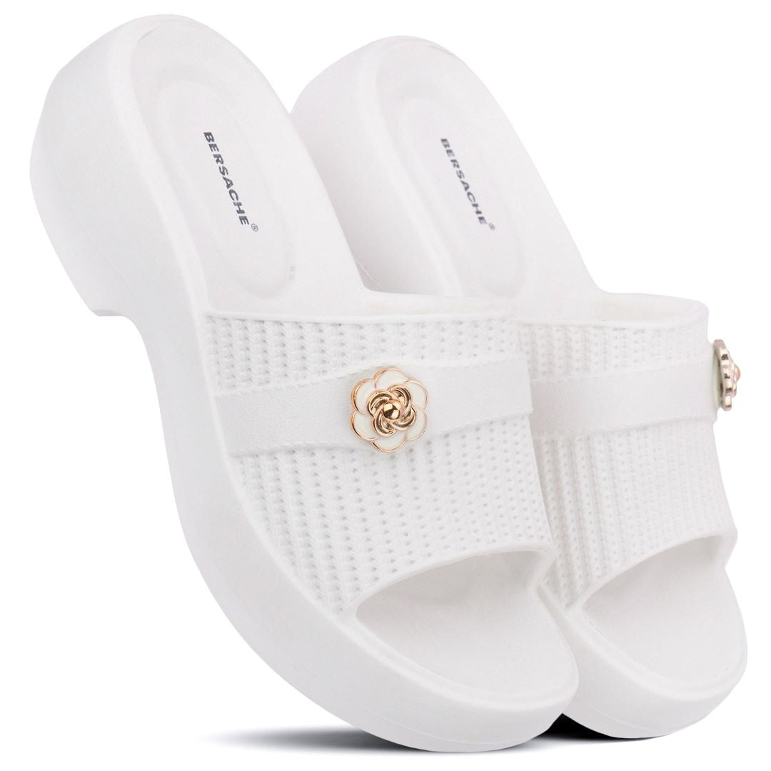 Bersache Extra Soft Classic Casual  with Regular wear with Ultra Soft & Flexibility Technology Sandals for Women's-(6291-White)