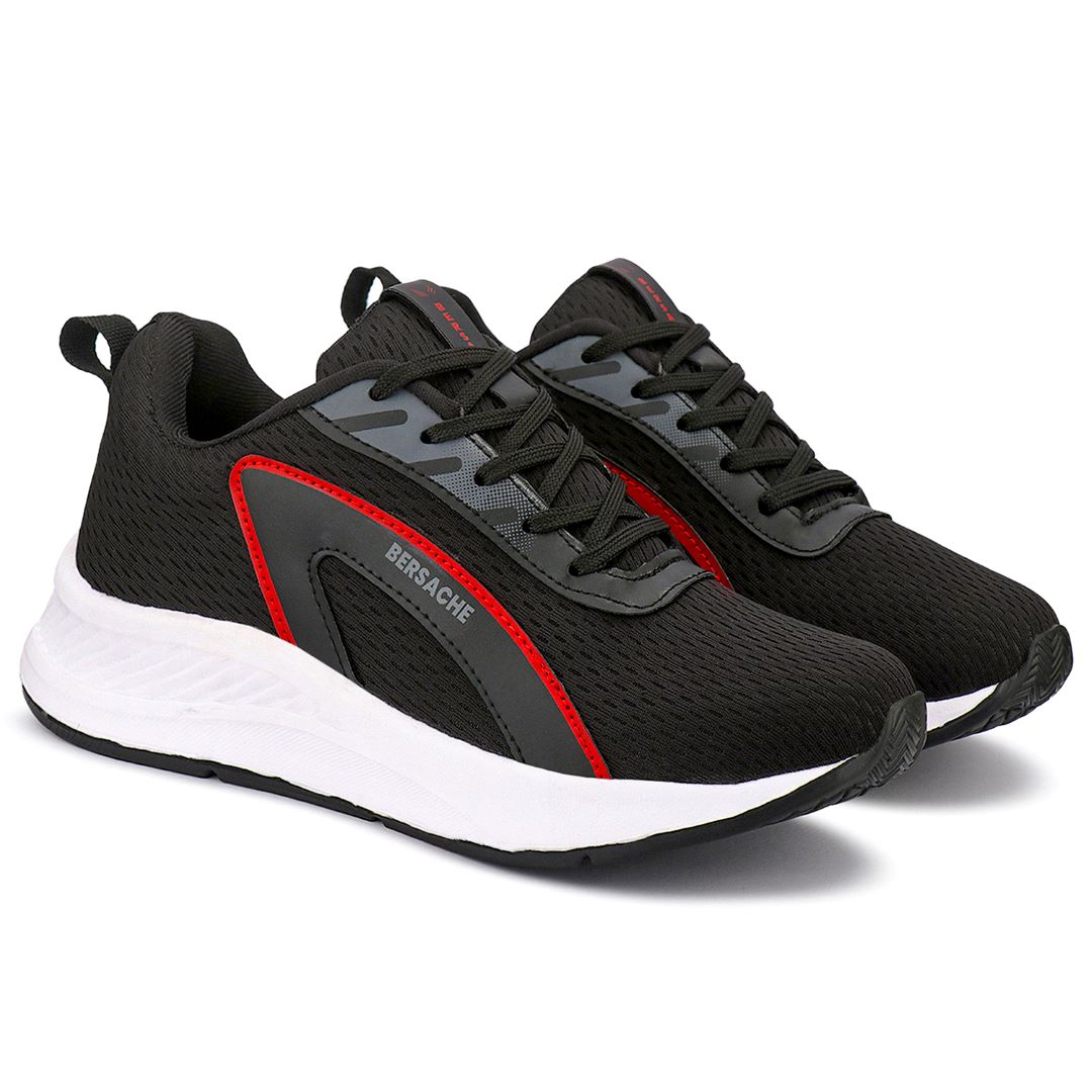 Bersache Lightweight Casual Sneaker Shoes For Men (Black-8091)