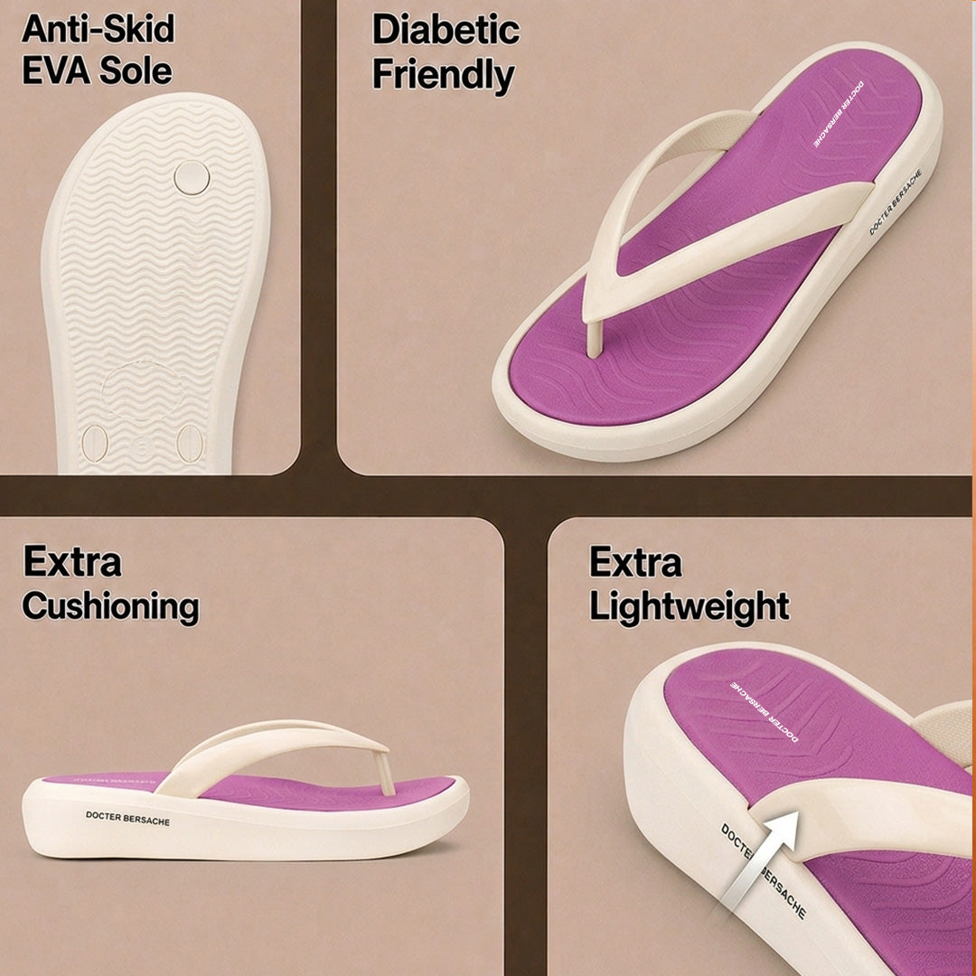 Doctor Bersache Newly Launched Orthopedic Comfort Slipper & Flip-Flop for Women | Diabetic Friendly | Extra Cushioning | Arch Support | Pain Purple -DS122 .