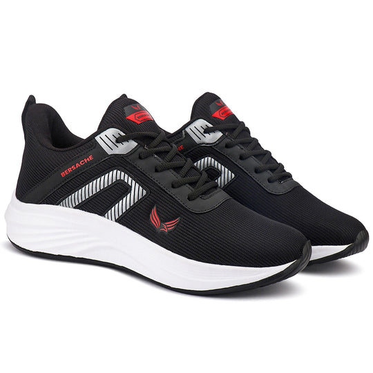 Bersache Lightweight Casual Sneaker Shoes For Men Black-8079
