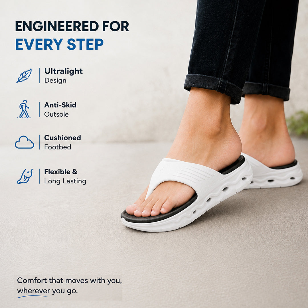 Bersache Extra Soft Classic Casual  with Regular wear with Ultra Soft & Flexibility Technology Sandals for Men's-(6342-White & Black).