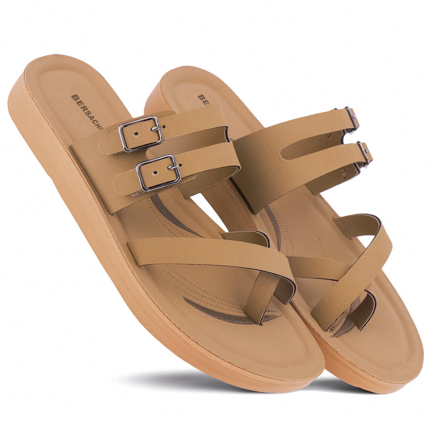 Bersache Extra Soft Classic Casual with  Regular wear with Ultra Soft & Flexibility Technology Sandal For Women's/Girl's-Tan(beige)-6226