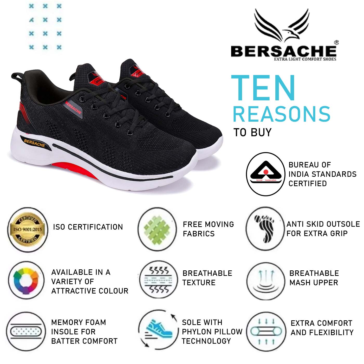 Bersache Lightweight Sports Shoes Running Walking Gym sneakers Shoes For Men  -  7048