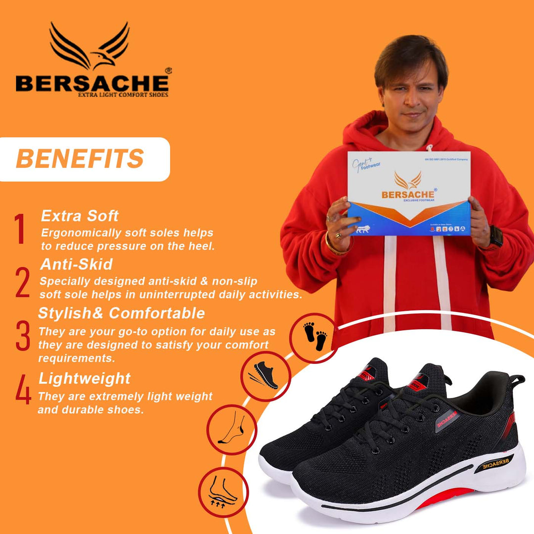 Bersache Lightweight Sports Shoes Running Walking Gym sneakers Shoes For Men  -  7048