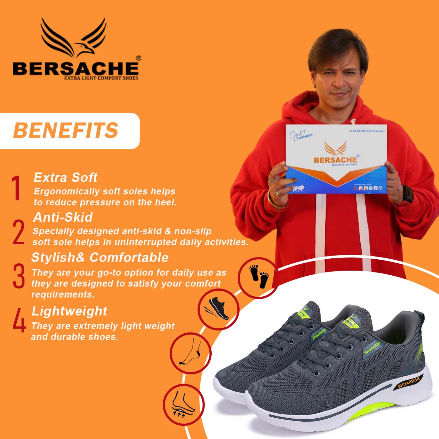 Bersache Lightweight Sports Shoes For Men  - 7049
