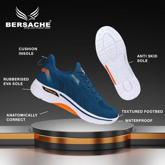 Bersache Lightweight Sports Running Shoes For Men Blue-7050