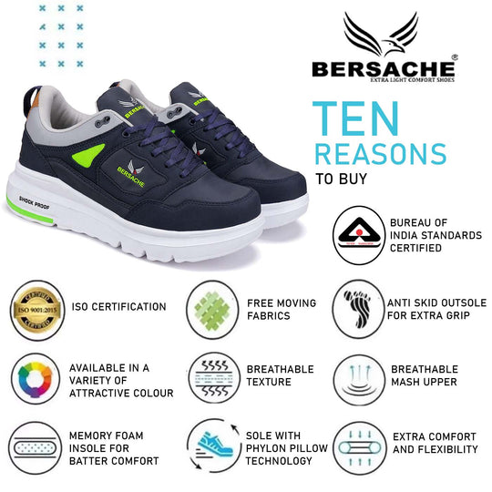 Bersache Lightweight Casual Sneaker Shoes For Men Blue-7053