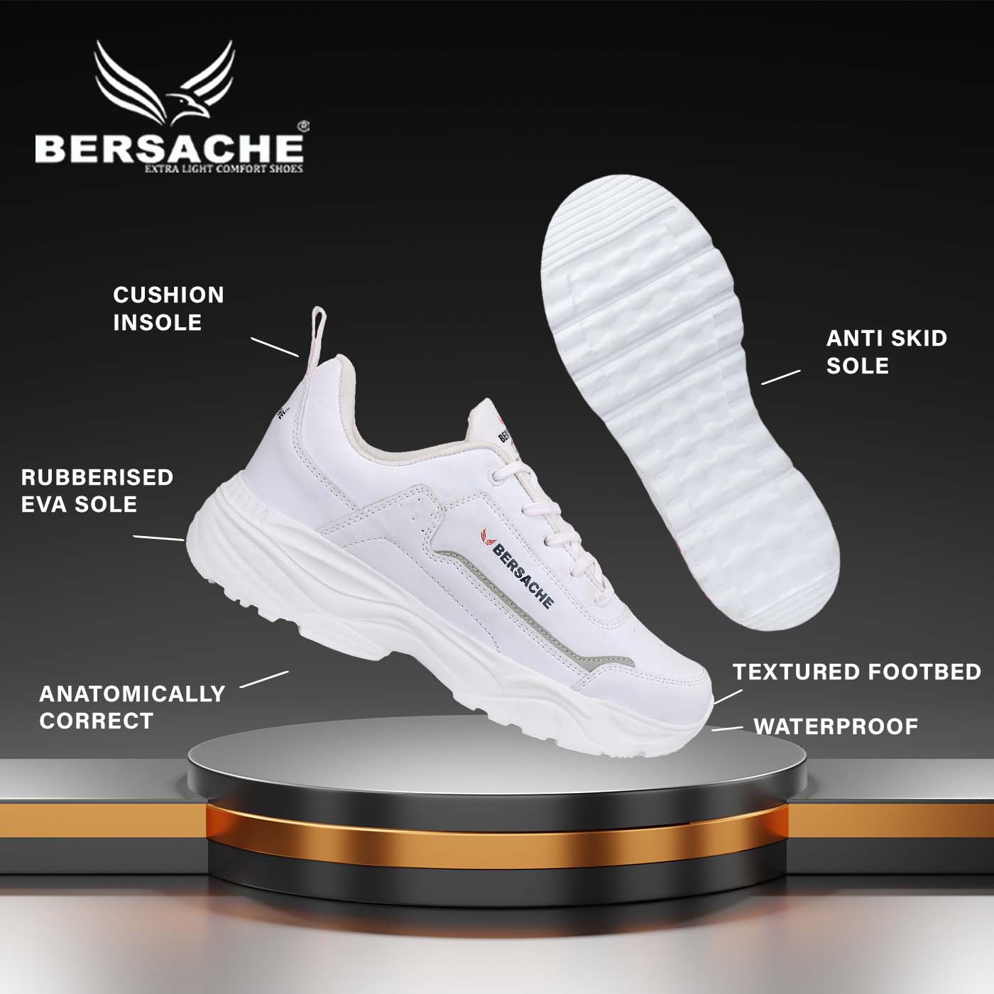 Bersache Lightweight Casual Sneaker Shoes For Men   -  7054