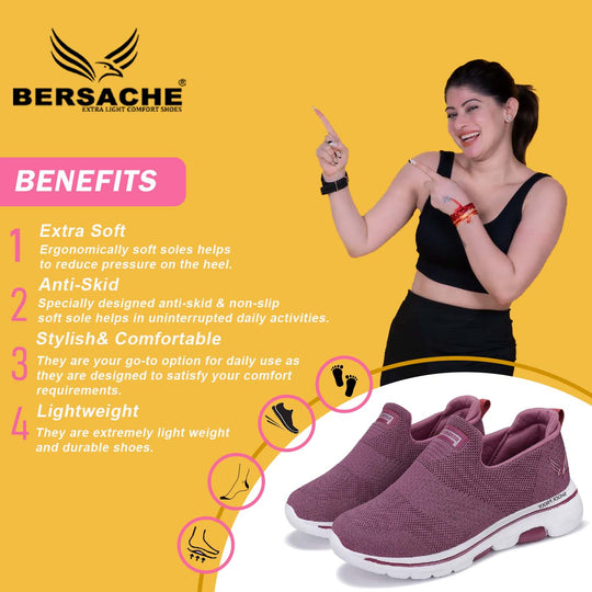 Bersache Lightweight Sports Running Shoes For Women Purple-7058