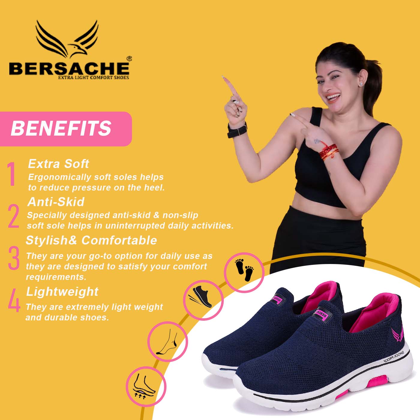 Bersache  Casual  Shoes For Women (Navy Blue) -  7059