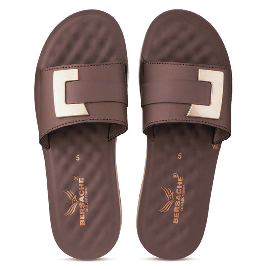 Bersache Extra Soft Classic Casual with  Regular wear with Ultra Soft & Flexibility Technology Flip Flop For Women's/Girl's-(6154-Brown)