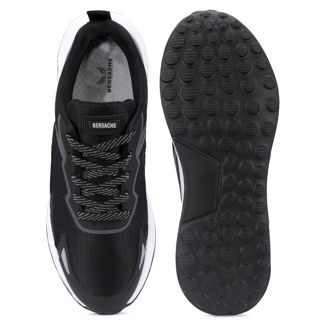 Bersache Casual Sneaker shoe for Men| Soft Cushioned Insole , Slip-Resistance Casuals For Men (Black-Gray-8123)